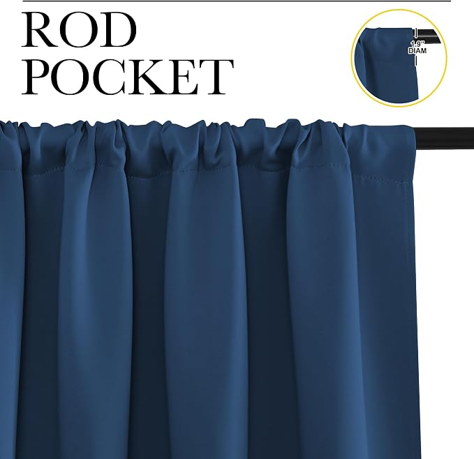 NICETOWN Window Curtains Blackout Drapes, Moroccan Blue, 1 Pair, 52 by 84-Inch - Image 2
