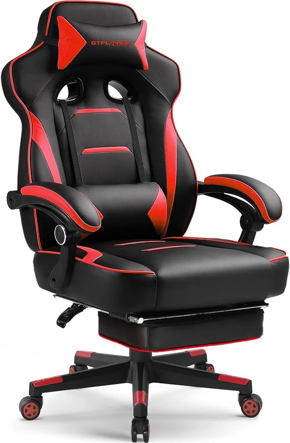 GTPLAYER Gaming Chair with Footrest, Big and Tall Game Chair 350lb Racing Style by GTPLAYER