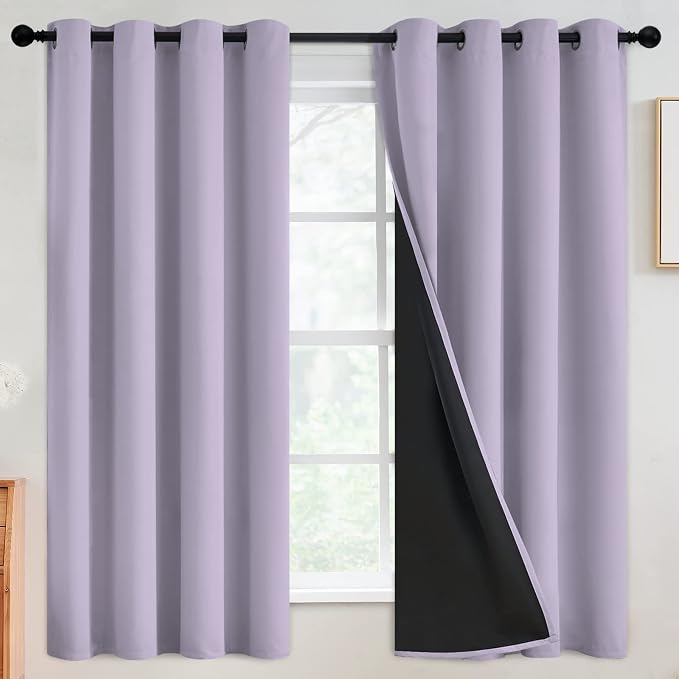 SimpleHome Lilac 100% Blackout Curtains Room Darkening Living Room 63 Inch | by SimpleHome
