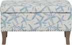 Linon Stephanie Cream and Light Blue Starfish Fully Upholstered Bench - Image 12