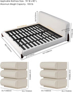 homary 3 Pieces Bedroom Sets, King Size Upholstered Bed - Image 2