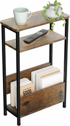 THUMEYE 7.1" Narrow Side Table for Small Spaces, 3 Tier Small End Table by THUMEYE