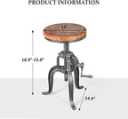 Topower Antique Industrial DIY Crank Stool Cast Iron Three-Legged Chair Bar - Image 2