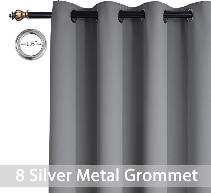 Yakamok Grey Room Darkening Curtains 52x63 inch Gray Grommet-Living Room | 2 - Image 3