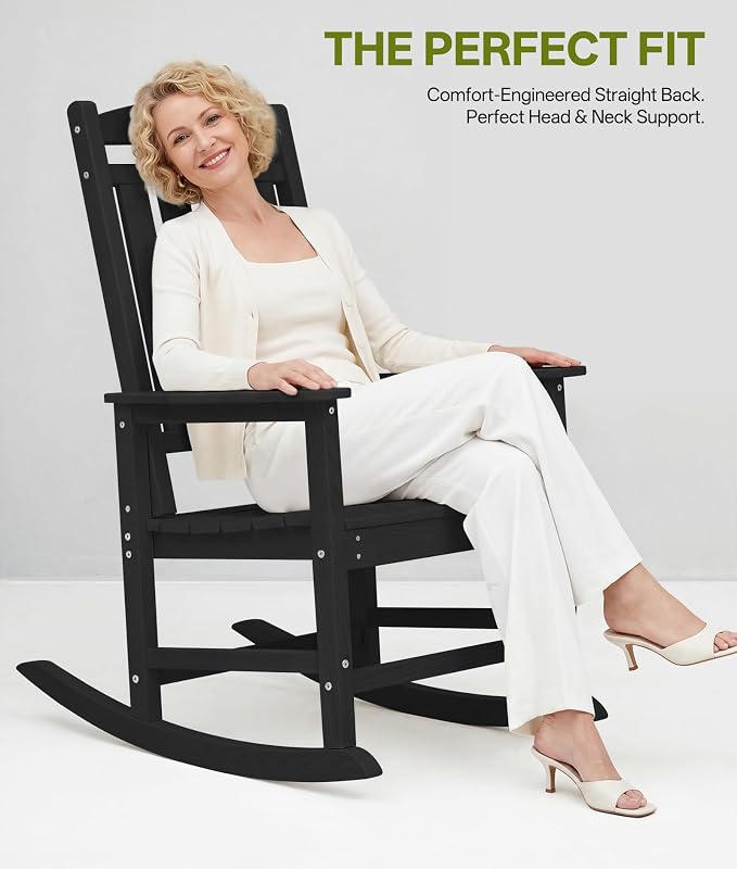Outdoor Adirondack Rocking Chairs All-Weather HDPE Patio Rocker Chair - Image 5