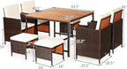 Tangkula 9 Pieces Patio Acacia Wood Table and Chairs Set - Image 6