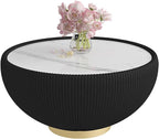 SSLine Bowl-Shape Coffee Table Modern Sintered Stone Top Coffee Table in Black - Image 6