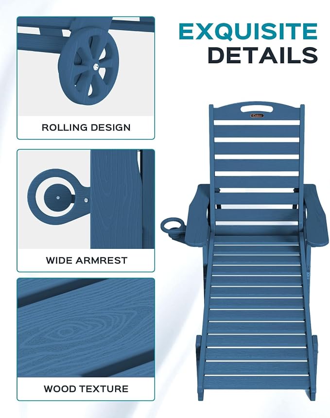 Ciokea Outdoor Chaise Lounge Chair Set of 2, Patio Lounge Chairs - Image 5
