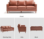 Kingfun 80" Faux Leather Sofa, 3 Seater Couch, Mid Century Modern Couches - Image 9