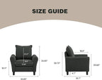Mid-Century Accent Chair, Modern Linen Fabric Armchair - Image 2