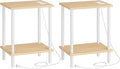 HOOBRO Side Table with Charging Station, Nightstand with 2-Layer Storage Shelves by HOOBRO