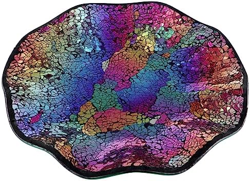 MDLUU Mosaic Centerpiece Tray, 11.6" Decorative Glass Plate, Home Decor Glass Bowl for Dining Room Table, Coffee Table, Gift (Multicolored Purple) - Image 2