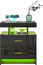 WOOVIVS Night Stand Set 2 with USB/Type-C/Wireless Charging Station, Blakc - Image 8