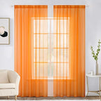 MIULEE Orange Fall Sheer Curtains 54 X 90 Inches, 2 Panels | Solid Color by MIULEE