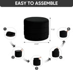23" Upholstered Round Velvet Ottoman - Image 3