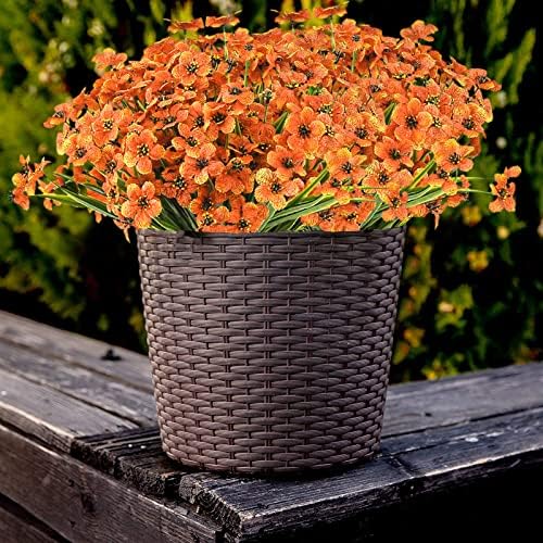 Artificial Outdoor Flowers,8 Bundles Outdoor Fake Flowers UV Resistant Faux Outside Plastic Flower Plants for Outside Indoor Décor(Orange Red) - Image 3