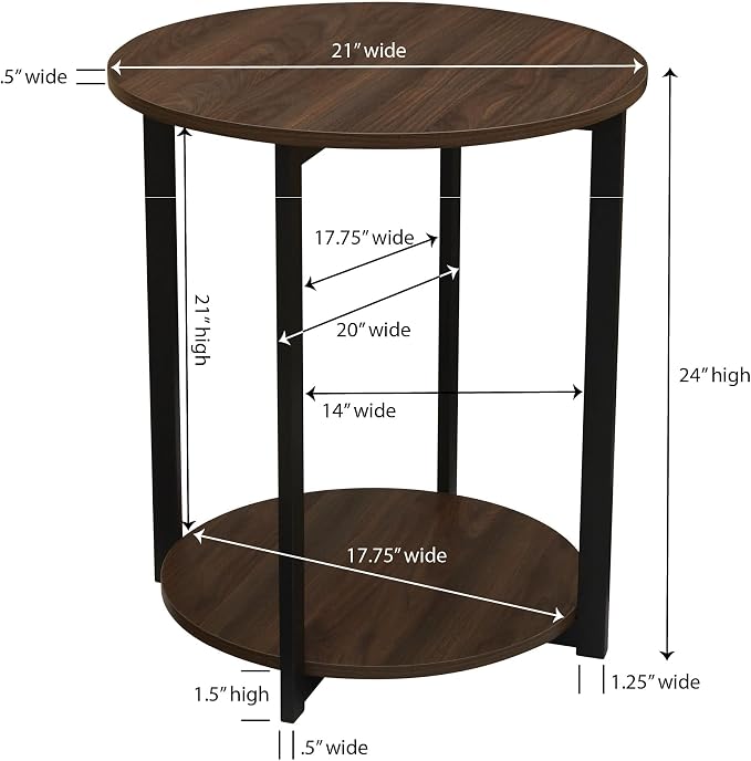 Household Essentials Jamestown Round Side End Table - Image 3