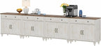 WAMPAT Buffet Cabinet with 8 Doors and 4 Drawers, Modern Coffee Bar Table Wood - Image 6