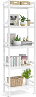 Homykic Bamboo Bookshelf, 5-Tier Narrow 55.9” Adjustable Book Shelf Bookcase by Homykic