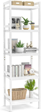 Homykic Bamboo Bookshelf, 5-Tier Narrow 55.9” Adjustable Book Shelf Bookcase by Homykic