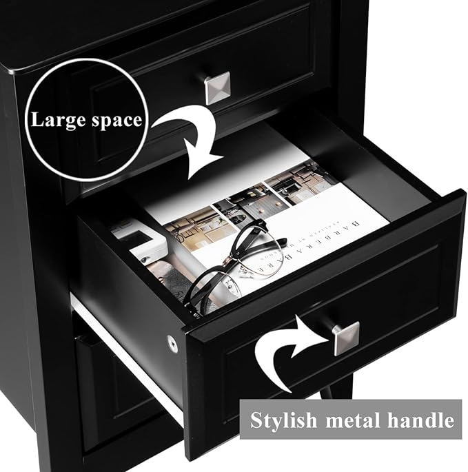 Bonnlo Upgraded 3 Drawers Night Stands - Image 6