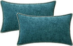 MIULEE Decorative Lumbar Throw Pillow Covers 12x20 Inch Dark Teal 2 Pack | - Image 6