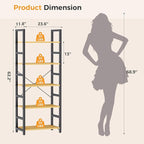 DUMOS 5-Tier Bookshelf, Modern Tall Bookcase, Open Storage Display Shelf - Image 3
