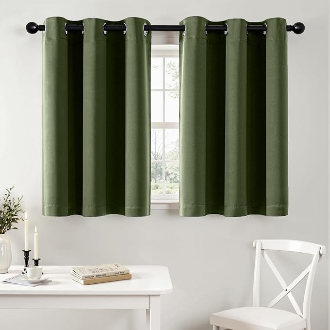 MIULEE Blackout Curtains for Bedroom 2 Panels 40 x 36 Inch Long Olive Green | by MIULEE