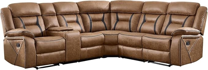 EBELLO Faux Leather Reclining Sectional Sofa Set - Image 8