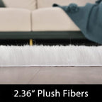 Latepis White Faux Fur Sheepskin Rug 4x6 - Image 2