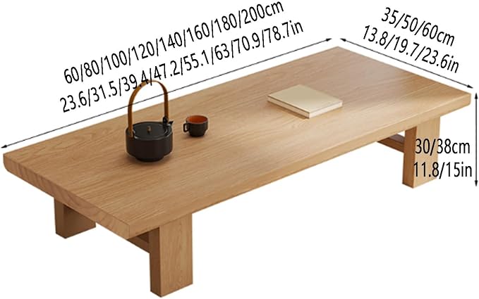 Japanese Solid Wood Low Coffee Table, Extra Thick Tatami Tables - Image 7