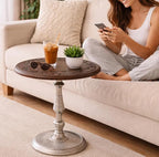 Side Tables-Hand Carved Vintage Boho Folding End Tables - Image 2
