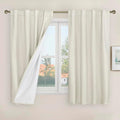 Ivory 100% Blackout Linen Curtains 48 Inches Long, 34 x 48 Inch | Linen Textured by LAMIT
