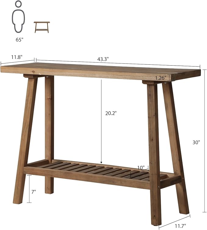 HOKYHOKY Reclaimed Solid Wood Console Table, 43.3" Farmhouse Entryway Table - Image 2