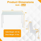 FDW | 5-Piece Dining Table Set | White | Glass Kitchen Table - Image 3
