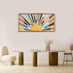 IARTTOP Large Boho Sun Wall Art Framed Wooden Art Wall Decor Rainbow Sun Rising - Image 9