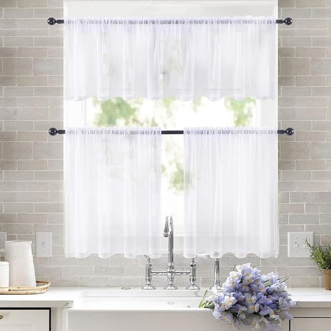 MIULEE Short Sheer Curtains 30 Inch Length 2 Panels, 29 x 30 Inches, Tier - Image 8