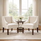 Homepop Upholstered Classic Swoop Arm Accent Chair Home Décor, Warm Ivory - Image 4