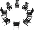 THOEOE Oversized Rocking Chair Set of 8, Outdoor Rocking Chair by THOEOE