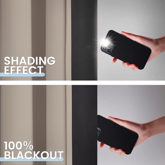 SimpleHome Natural 100% Blackout Curtains Room Darkening Living Room 90L | - Image 4