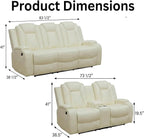 Power Recliner Sofa Set with LED Lights, Includes a Manual Loveseat and a 3 - Image 2