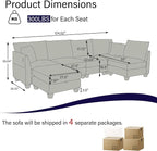 124" Modular Sectional Sofa, Modern Linen U-Shaped 6 Seater Sectional Sofa - Image 2