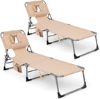 Goplus Tanning Chair, Folding Adjustable Patio Lounge Chair by Goplus