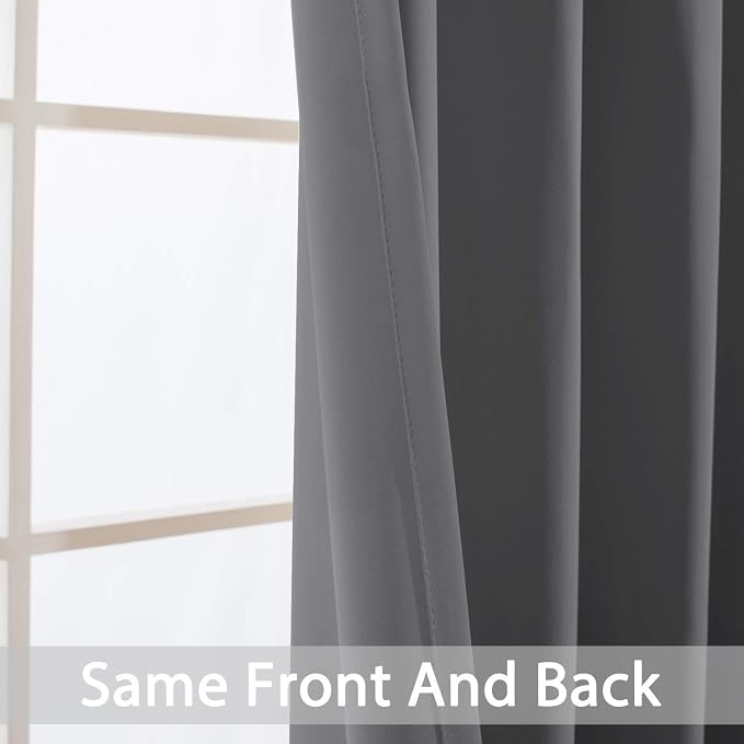 Yakamok Grey Room Darkening Curtains 52x108 inch Gray Grommet-Living Room | 2 - Image 4