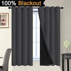 Yakamok Charcoal Grey 100% Blackout Curtains 63 Inches Long 52" Wide 2 PCS | - Image 2