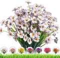 Outdoor Artificial Fake Flowers Plants - 24 Bundles UV Resistant Artificial Violet Plastic Faux Flowers Greenery Shrubs for Outdoor Hanging Plants Garden Porch Window Box Decor (White) by DRTDERUITAI