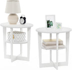 Furinno Jaya Side Table Set of 2, 2-Tier Round Modern End Table - Image 4