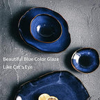 8 Inch Ceramic Decorative Bowl, Blue Reactive Glaze Centerpiece - Image 5