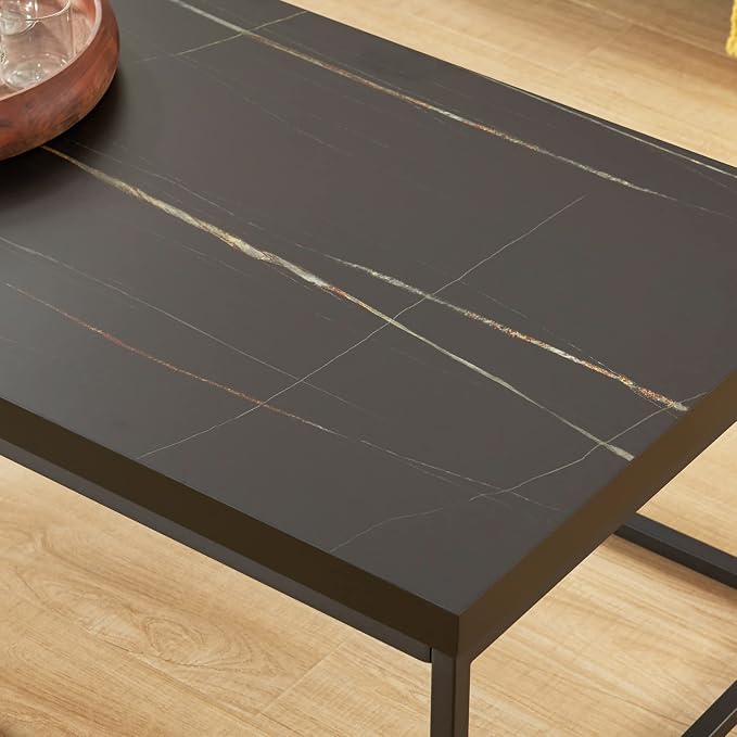CENSI Modern Square End Table, Extra Thick 1.6" Wood Top & Metal Frame - Image 9