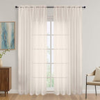 Cream Sheer Curtains 84 Inches Long 2 Panels Set, Light Filtering Sheer Curtains by OVZME